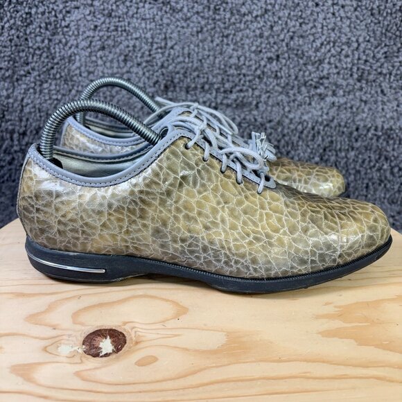 FootJoy Tailored Collection Golf Shoes Womens 8 Leather Croc Print Spikeless - Picture 3 of 8